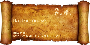 Haller Anikó névjegykártya